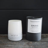 Hand-Poured Orange Blossom Scented Glass Jar Candle Grove with modern packaging